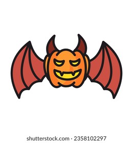
Devil scary Halloween pumpkin on white background, Happy Halloween decoration element, vector illustration
