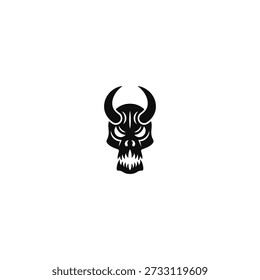 Devil scary skull logo on white background.