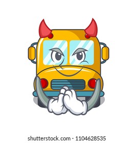 Devil school bus mascot cartoon