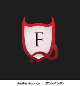 Devil Shield Horn With Letter F Emblem Logo - Vector File