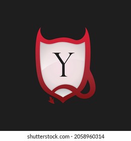 Devil Shield Horn With Letter Y Emblem Logo - Vector File