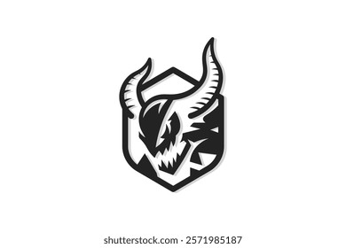 devil shield logo minimalist style