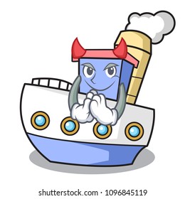 Devil ship mascot cartoon style