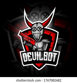 Devil shooter esport mascot logo with modern illustration 