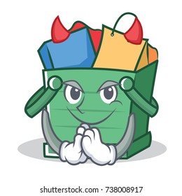 Devil shopping basket character cartoon