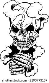 a devil skeleton is smoking a cigarette tattoo svg