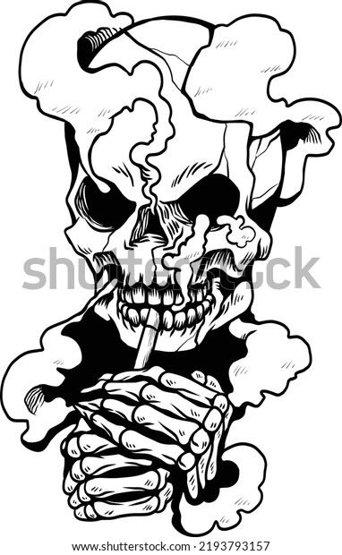 Devil Skeleton Smoking Cigarette Tattoo Stock Vector (Royalty Free ...