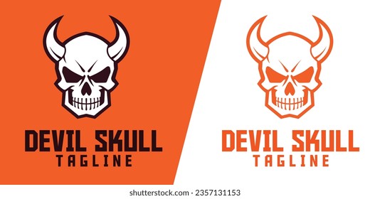 Arte de la Calavera del diablo: Logotipo, mascota, ilustración, gráficos vectoriales para deportes y escuadrones de juegos E-Sport, cabeza de mascota de cráneo de demostración