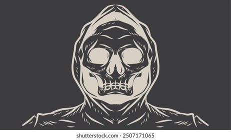 Devil skull black and white vector illustration