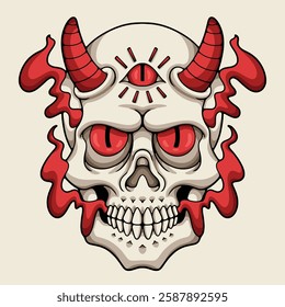 devil skull cartoon illustration style