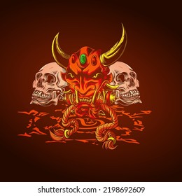 devil skull character vector template