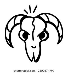Devil skull hand drawn icon 