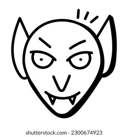 Devil skull hand drawn icon 