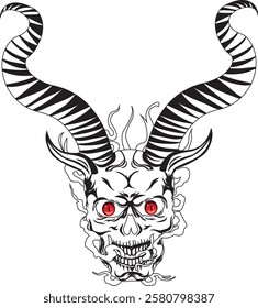 Devil skull head with horn vector