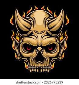 Devil skull head logo illustration