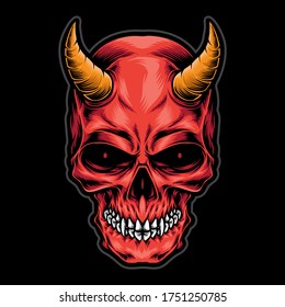 devil skull head vector logo