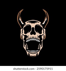 Devil skull with horn vector illustration