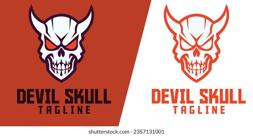 Devil Skull Illustration: Logo, Mascot, Vector Graphic for Sports and E-Sport Teams, Demon Skull Mascot Head Art