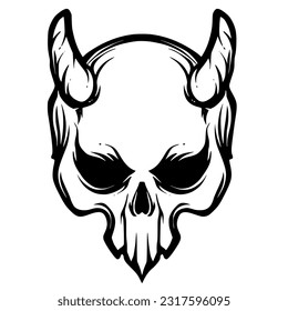 Devil skull illustration mascot logo design art