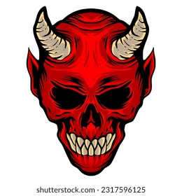 Devil skull illustration mascot logo design art