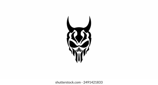 devil skull logo design with horns