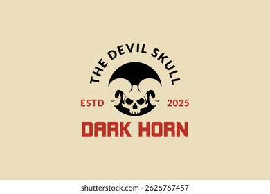 devil skull logo design template, logo icon vector illustration silhouette