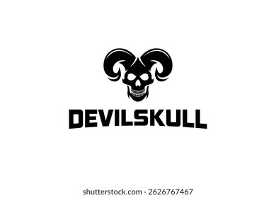 devil skull logo design template, logo icon vector illustration silhouette