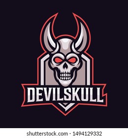 Devil skull mascot. sport logo. design vector.