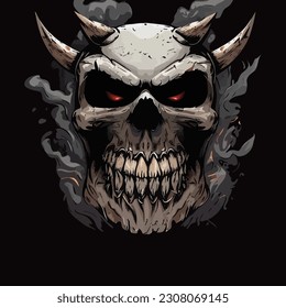 Devil skull monster silhouette is a vector collection of creepy and dark skull designs with horns, wings, and flames. 