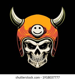 devil skull motorcycle vector illustration