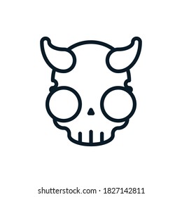 Devil skull outline icons. Vector illustration. Editable stroke. Isolated icon suitable for web, infographics, interface and apps.