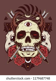 devil skull for shirt design