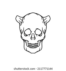 Devil skull vector illustration. Devil skull line art