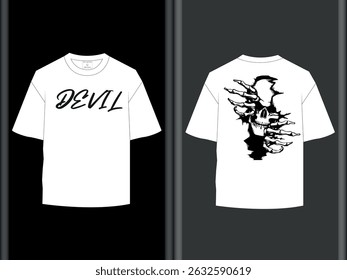 Devil Skull Vector White T Shirt Design