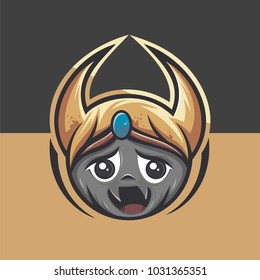 Devil smile cartoon design character for mascot and logo