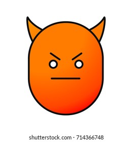Devil smile color icon. Evil face with horns. Isolated vector illustration