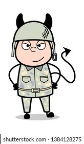 Devil Smile - Cute Army Man Cartoon Soldier Vector Illustration