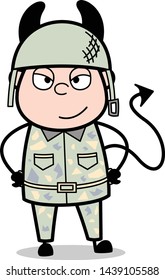 Devil Smile - Cute Army Man Cartoon Soldier Vector Illustration
