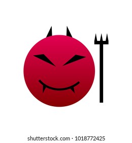 Devil smile emoticon on a white background. Vector art.