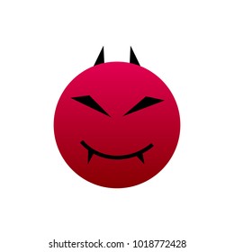 Devil smile emoticon on a white background. Vector art.
