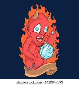 the devil smiled and held the marijuana bong