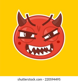 Smiling Face Horns Stock Vector (Royalty Free) 1075096496