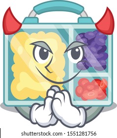 devil smiling lunch box character shape isolated