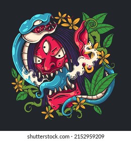 devil snake vector print illustration 