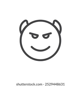 Devil Social media emoji icon Thin outline art symbol