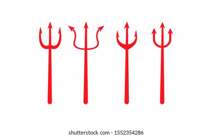 Devil spear Set Vector. Good For Halloween Party. Red Devil Demon Satan. Carnival Symbol Isolated Illustration.
