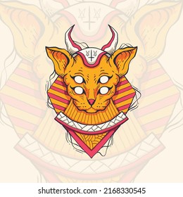 devil sphynx cat character illustration design