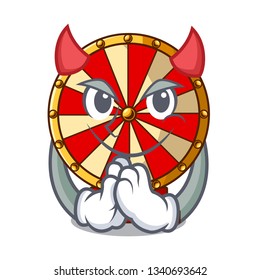 Devil spinning wheel beside wooden cartoon table