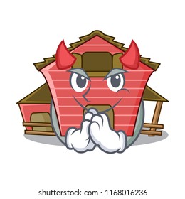 Devil spring day with a red barn cartoon