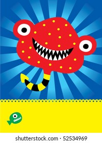 devil stingray monster doodle greeting tag